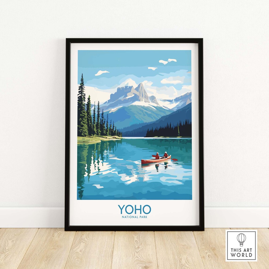 Yoho National Park Canoe Turquoise Lake Mountain View Poster