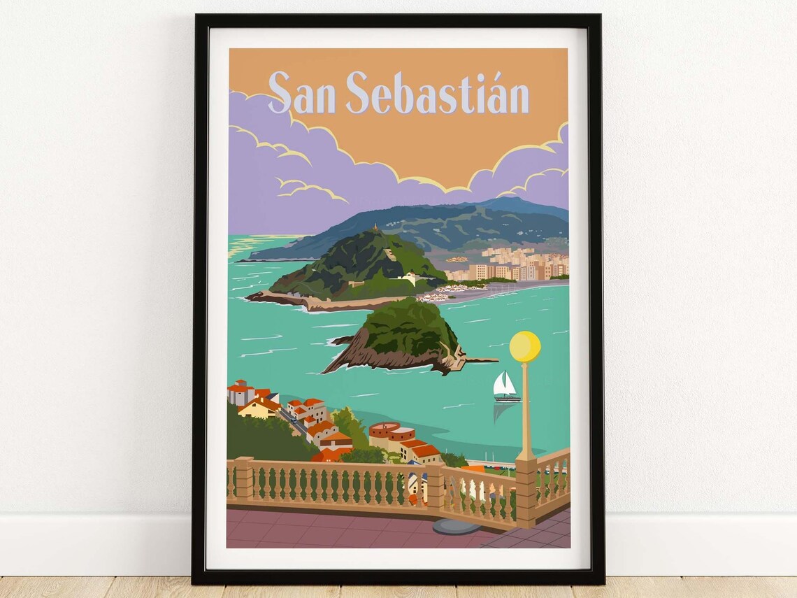 San Sebastian Travel Poster, Donostia Spain Art Print