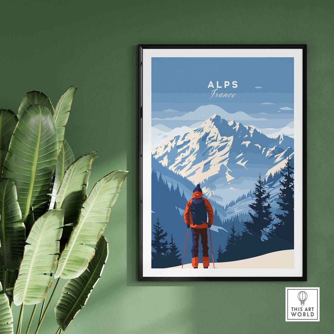 Alps Travel Poster, Ski Resort Winter Sports - Image 2