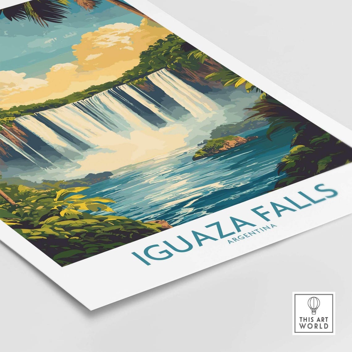 Iguaza Falls Argentina Wide Waterfall Lagoon Palm Retro Travel Poster - Image 4