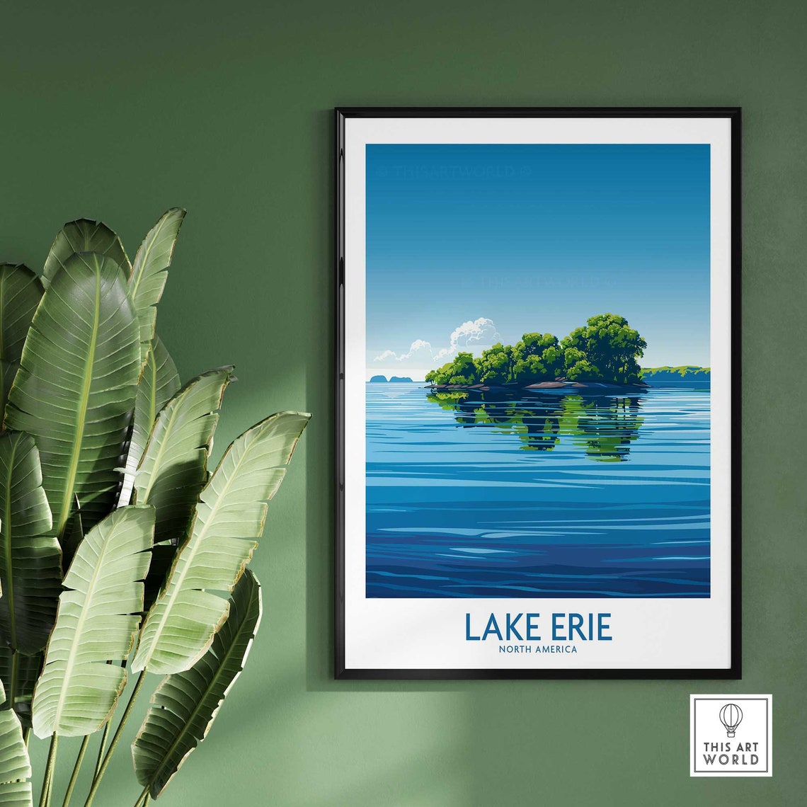 Lake Erie Travel Print Great Lakes Travel Print Lake Erie Wall Art Poster Gift Home Decor Art Lover Lake Erie Gift Artwork - Image 2