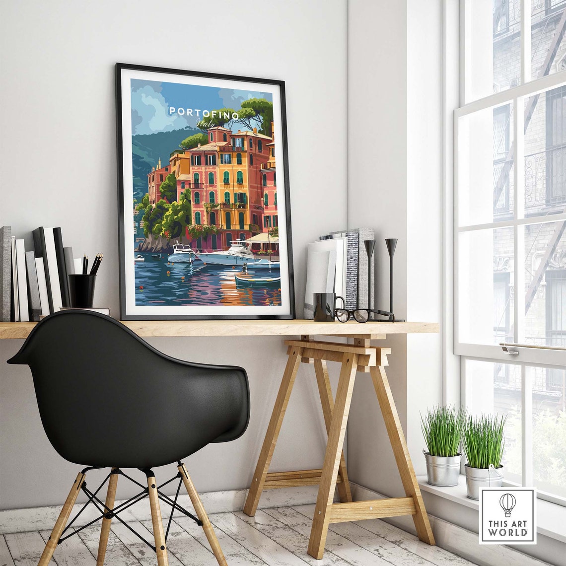 Portofino Travel Print Italy Travel Poster Portofino Artwork Poster Gift Italy Home Decor Portofino Illustration Art Lover Italy Print - Image 4
