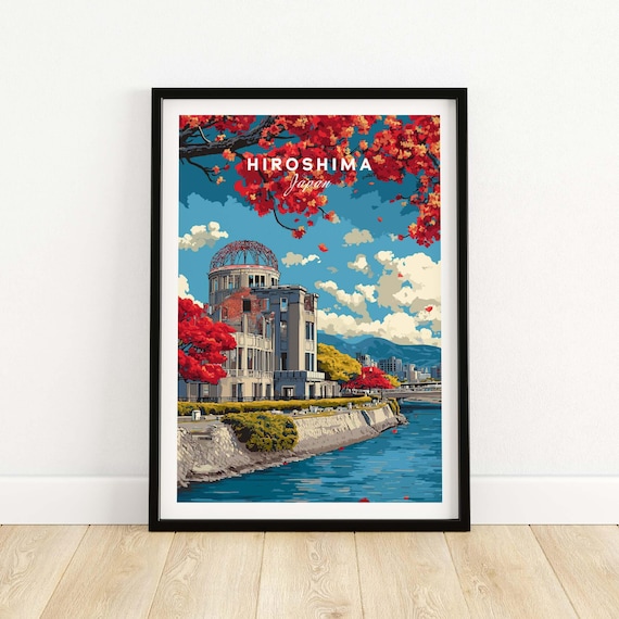 Hiroshima Japan Peace Memorial Dome Daytime Autumn Travel Poster