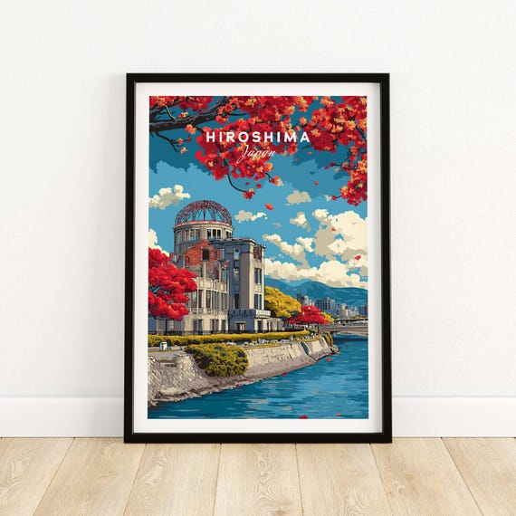 Hiroshima Japan Print Wall Art Landmark Illustration Cultural Home Decor Travel Gift Modern Cityscape Scenic Landscape Artwork