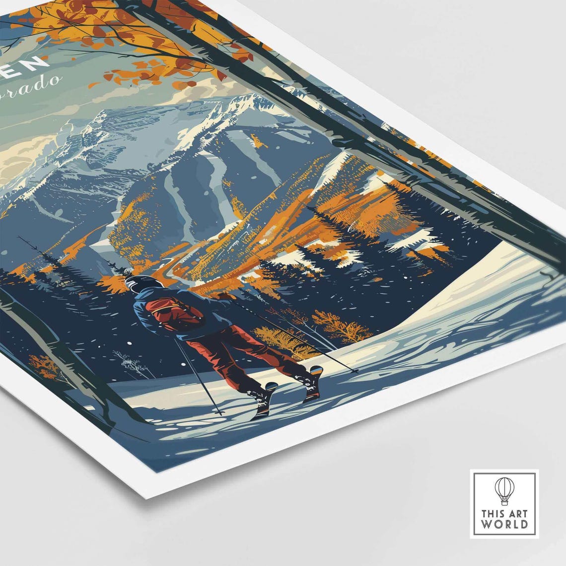 Aspen Ski Poster, Winter Sports Art Print - Image 5
