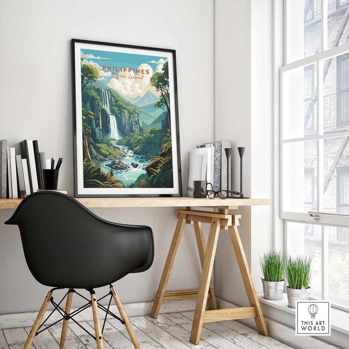 Philippines Negros Island Waterfall Jungle Mountain View Poster