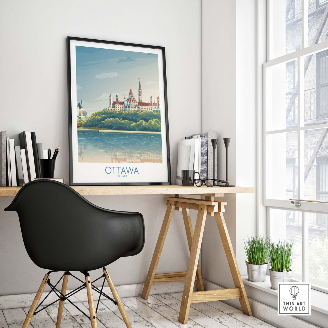 Ottawa Canada Parliament Hill Riverside Panorama Travel Poster - Image 4