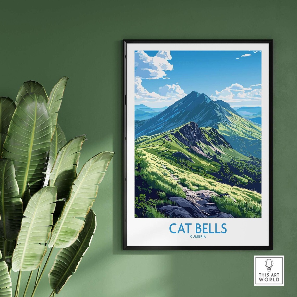 Cat Bells Cumbria Lake District Green Fells Vintage Travel Poster - Image 2