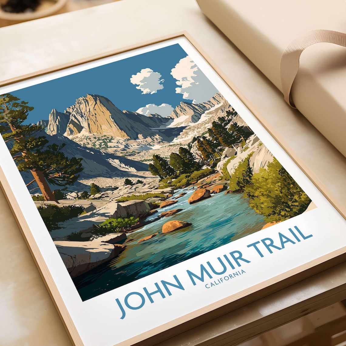 John Muir Trail Travel Poster, Mountain River Print
