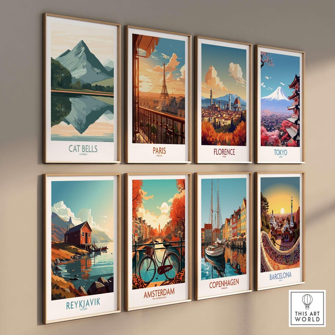 Cat Bells Cumbria Fell Reflection Still Water Vintage Travel Poster - Image 3