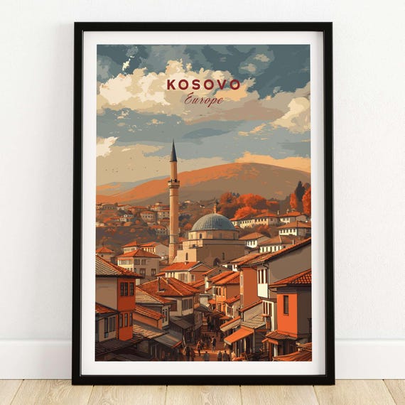 Kosovo Rooftops Art Print Balkan Cityscape Travel Wall Decor