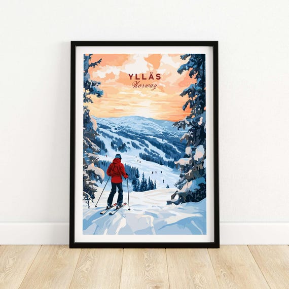 Ski Lodge Art Print, Norway Ski Room Decor
