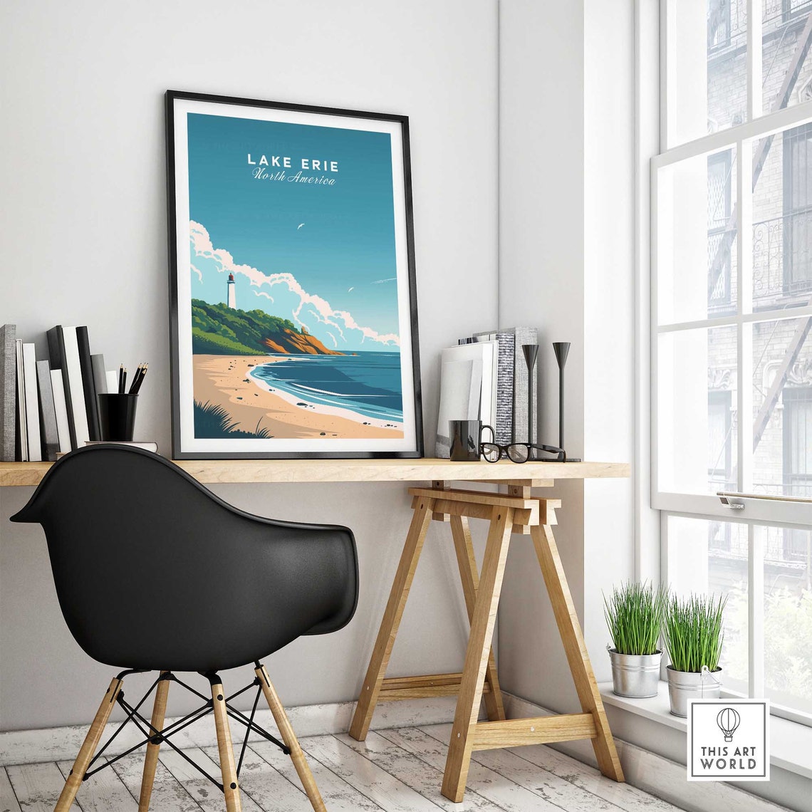 Lake Erie Poster Travel Print Wall Art Lake Erie Poster Gift Home Decor Lake Erie Art Lover Lake Erie Gift Artwork - Image 4