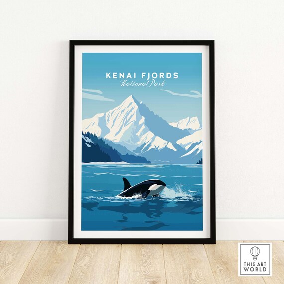 Kenai Fjords Alaska National Park Orca Glacier Travel Poster