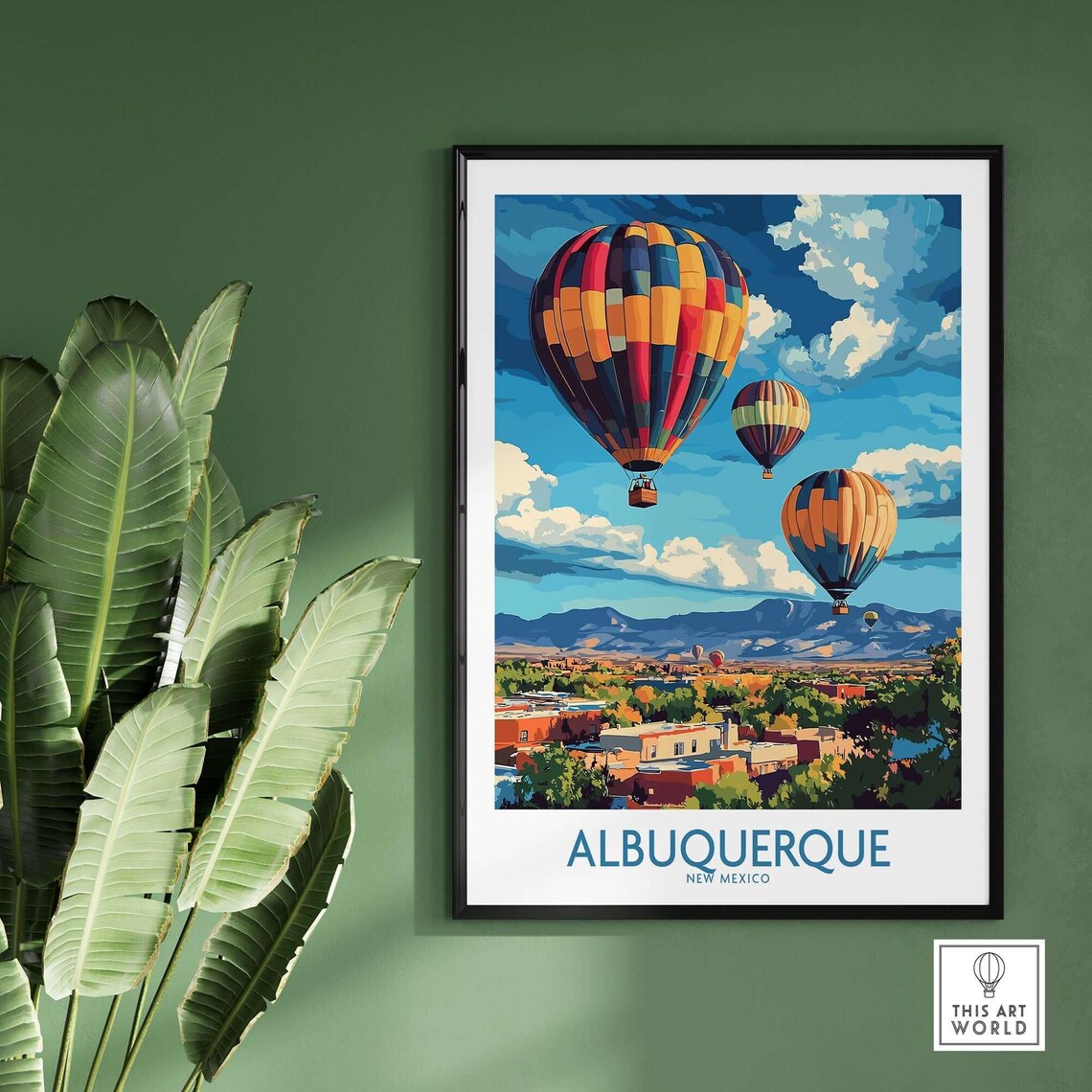Albuquerque New Mexico Hot Air Balloons City Day View Travel Poster - Image 2