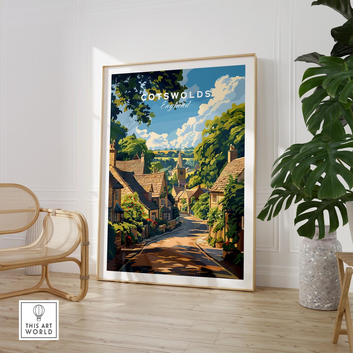 Cotswolds Travel Poster, England Illustration Art Print - Image 2