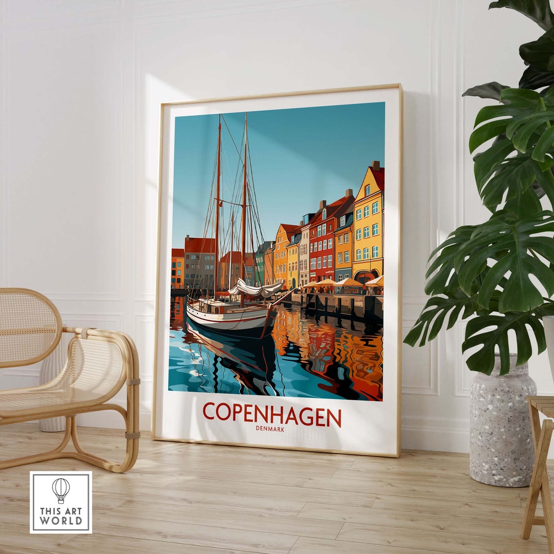 Copenhagen Denmark Nyhavn Colorful Harbor Sailboat Waterfront Poster - Image 3