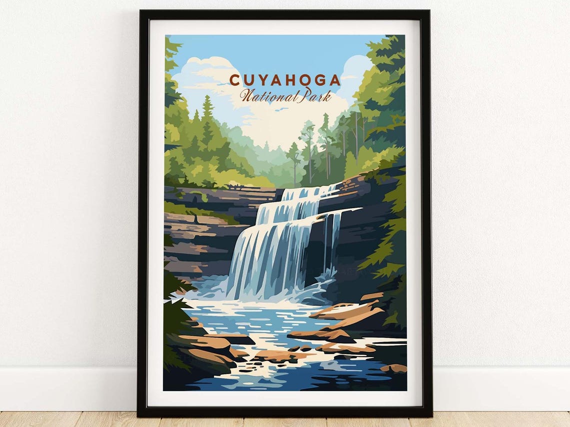 Cuyahoga National Park Brandywine Falls Lush Forest Falls Poster