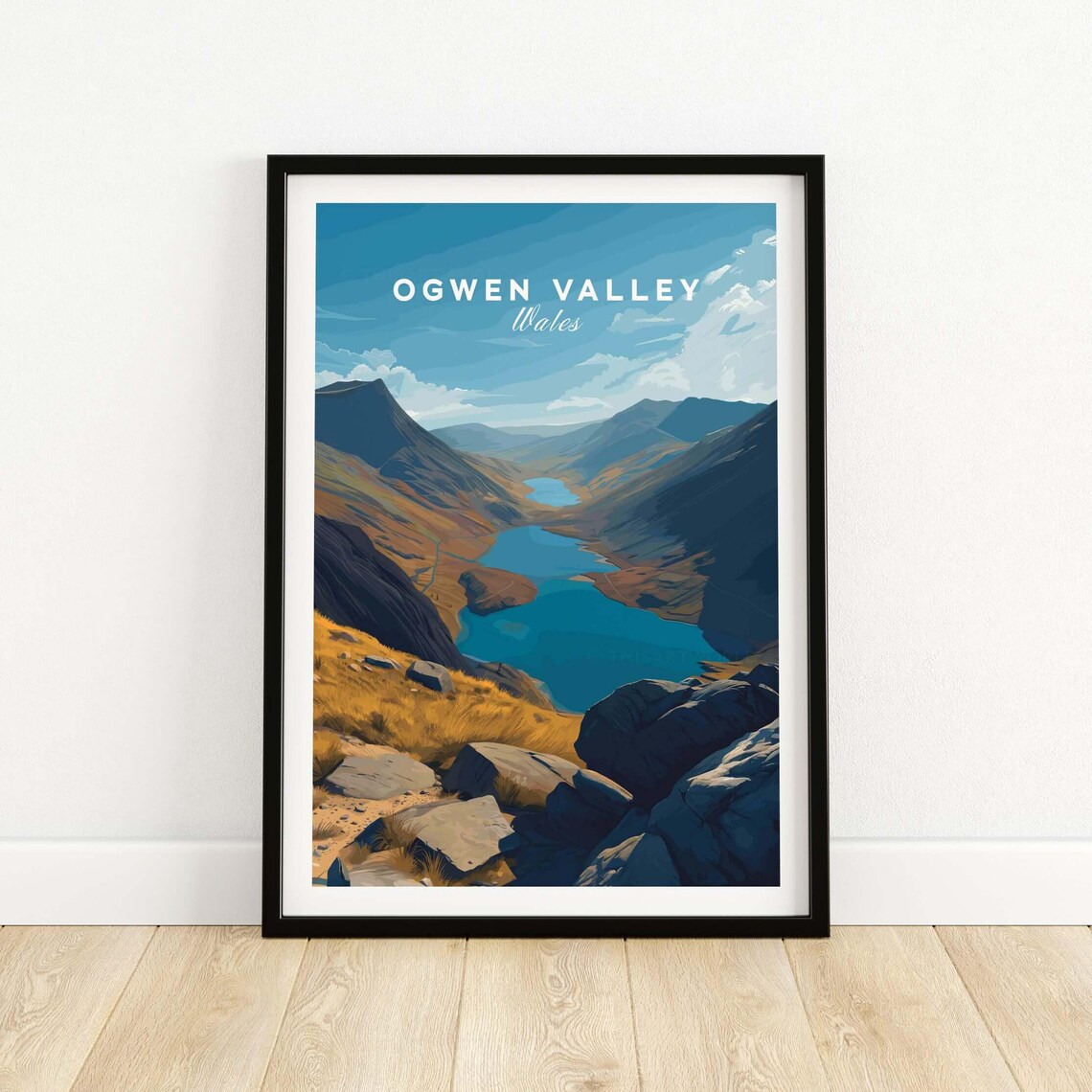 Ogwen Valley Wales Mountain Lakes Tryfan Peaks Snowdonia Travel Poster