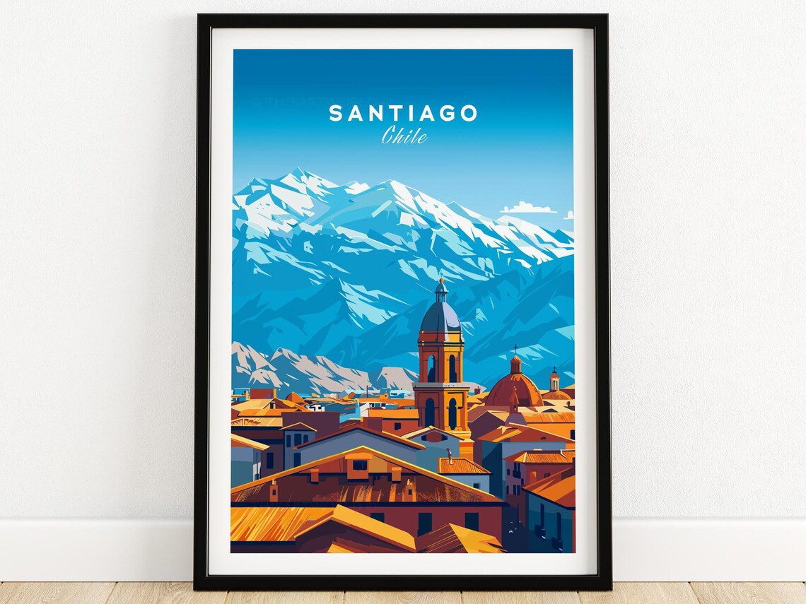 Santiago Travel Poster, Chile Artwork Print