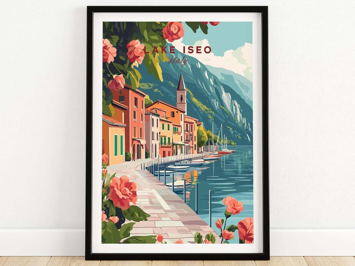 Lake Iseo Wall Art Poster Lake Iseo Travel Print Wall Art Lake Iseo Wall Hanging Home Decor Lake Iseo Gift Art Lovers Italy Wall Art Print