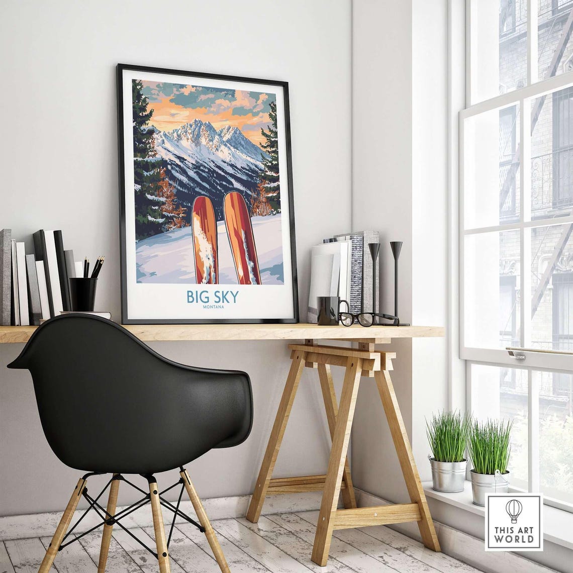 Big Sky Ski Poster, Mountain Cabin Decor - Image 4