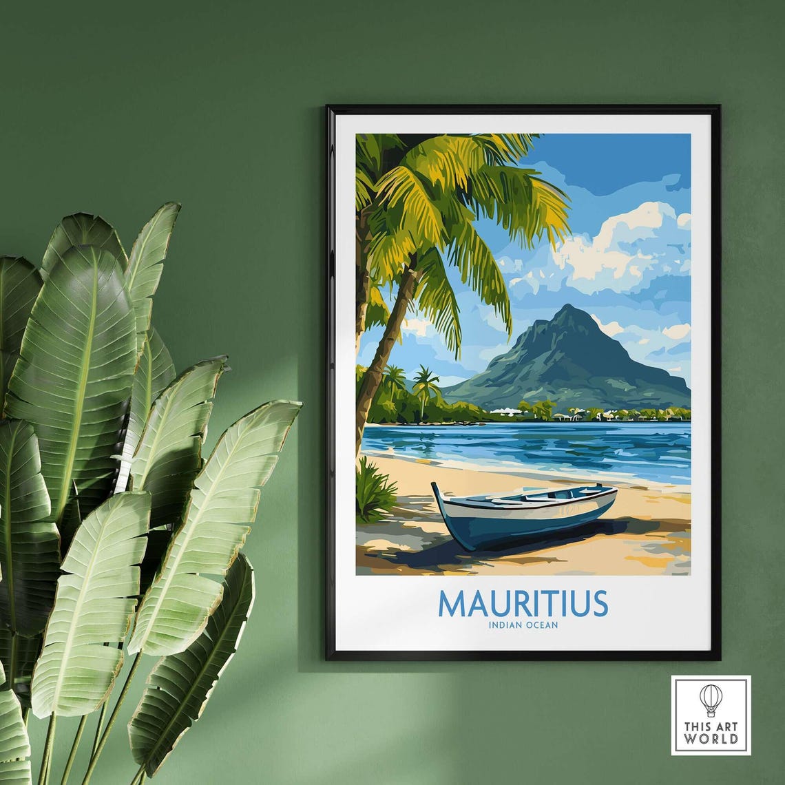Mauritius Beach Travel Poster, Tropical Island Seashore - Image 2