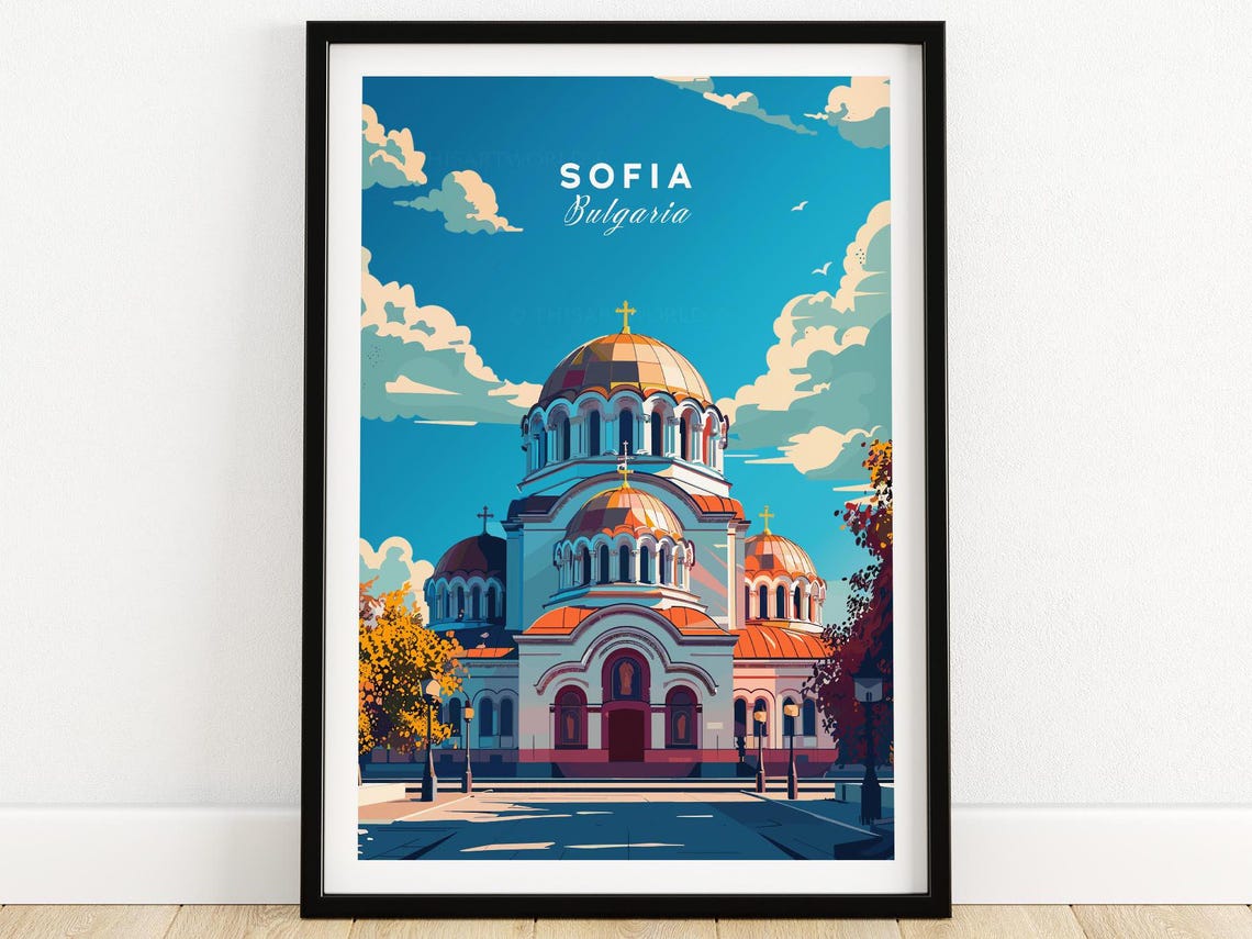 Sofia Bulgaria Domed Cathedral Golden Domes City Sky Art Poster