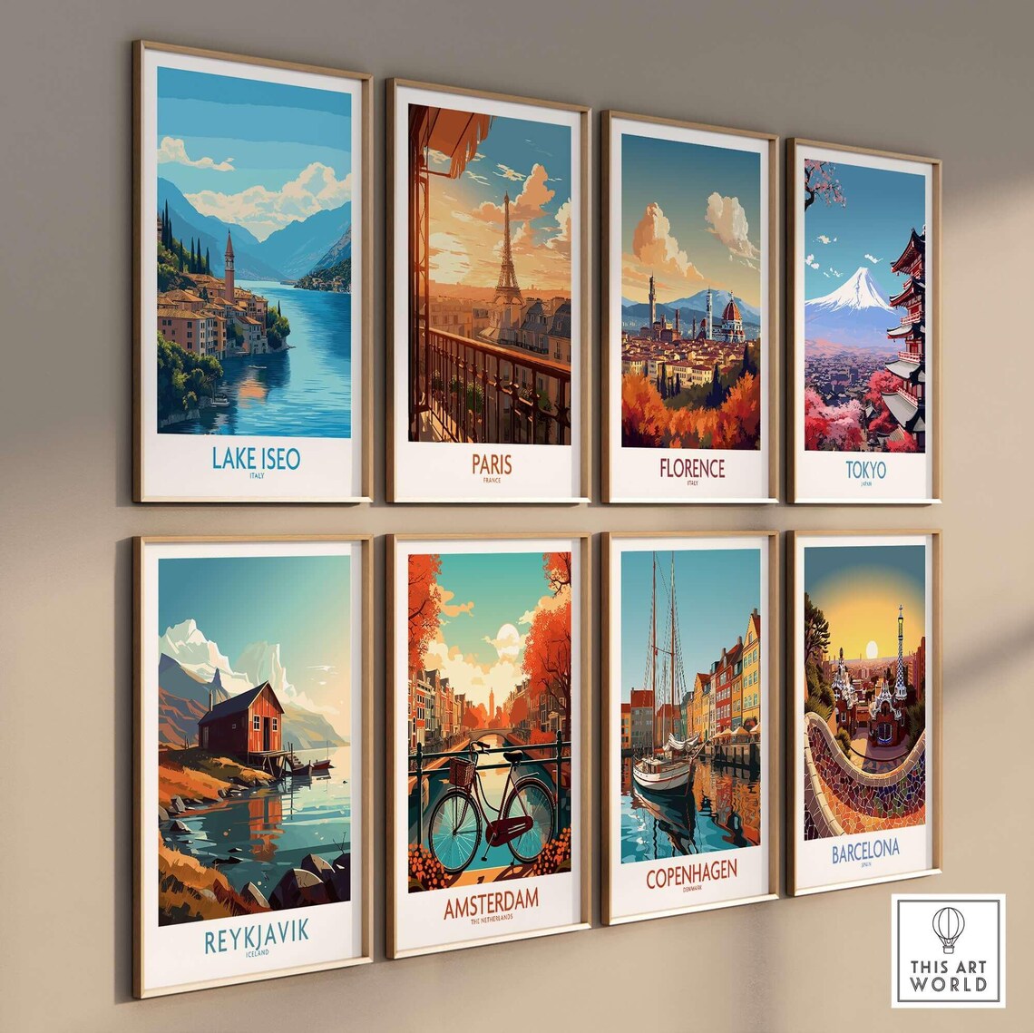 Lake Iseo Italy Daytime Lake View With Bell Tower Travel Poster - Image 3