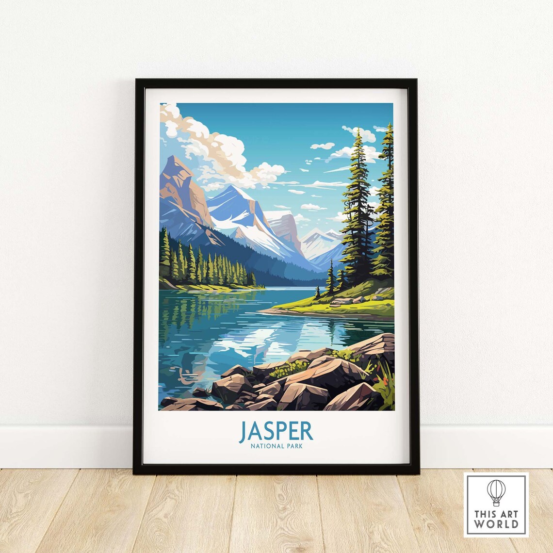 Jasper National Park Travel Poster, Mountain Landscape