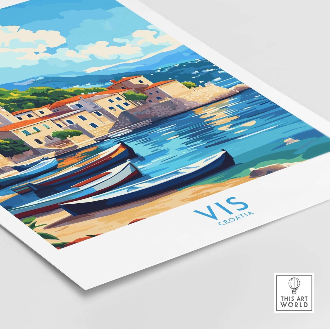 Vis Croatia Island Sunny Coastal Village Fishing Boats Travel Poster - Image 4