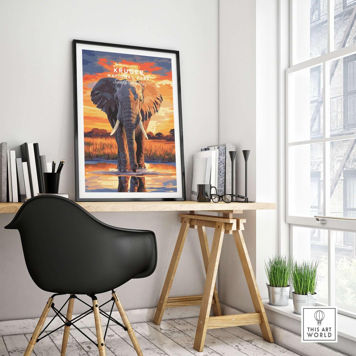 Kruger Park Travel Poster, South Africa Elephant - Image 4