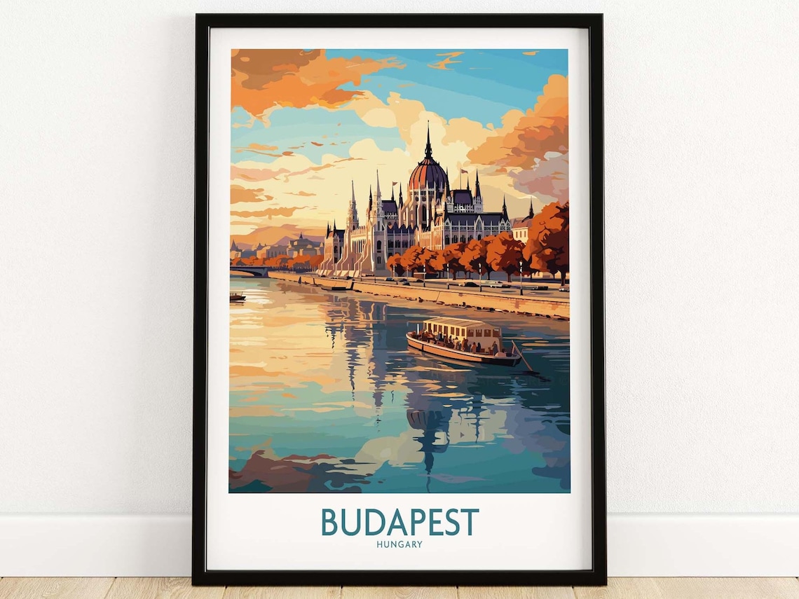 Budapest Travel Poster, Europe City Art Print