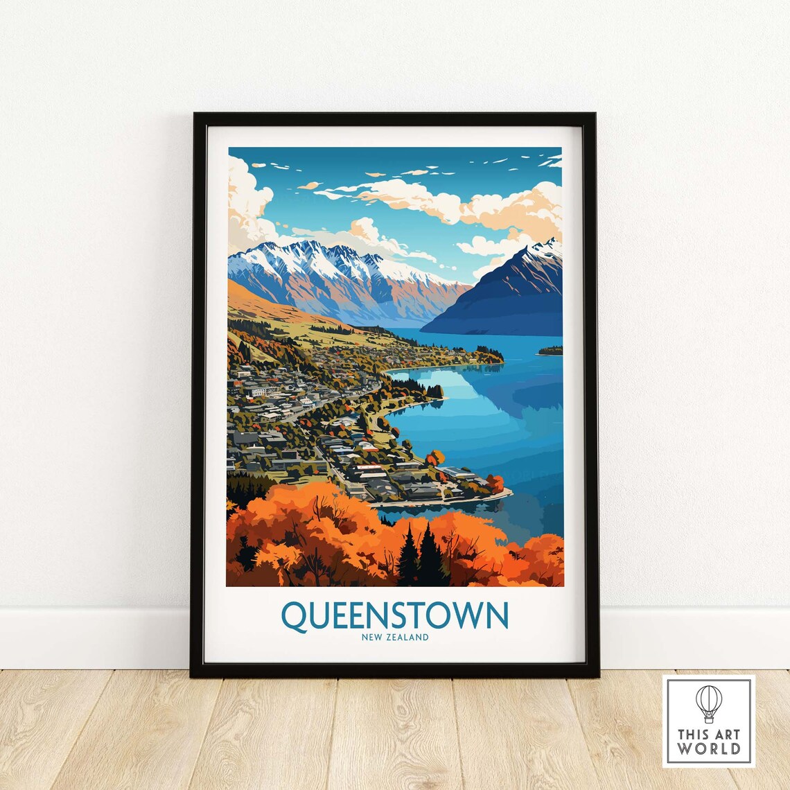 Queenstown Travel Poster, Personalized Wall Art