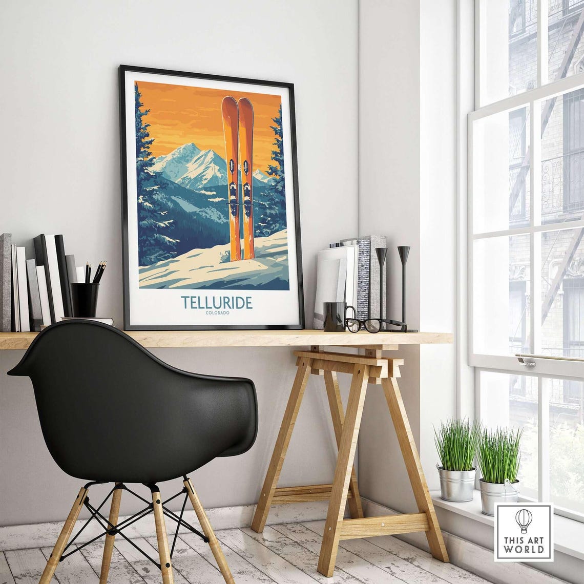 Telluride, Colorado Ski Poster, Mountain Landscape - Image 4