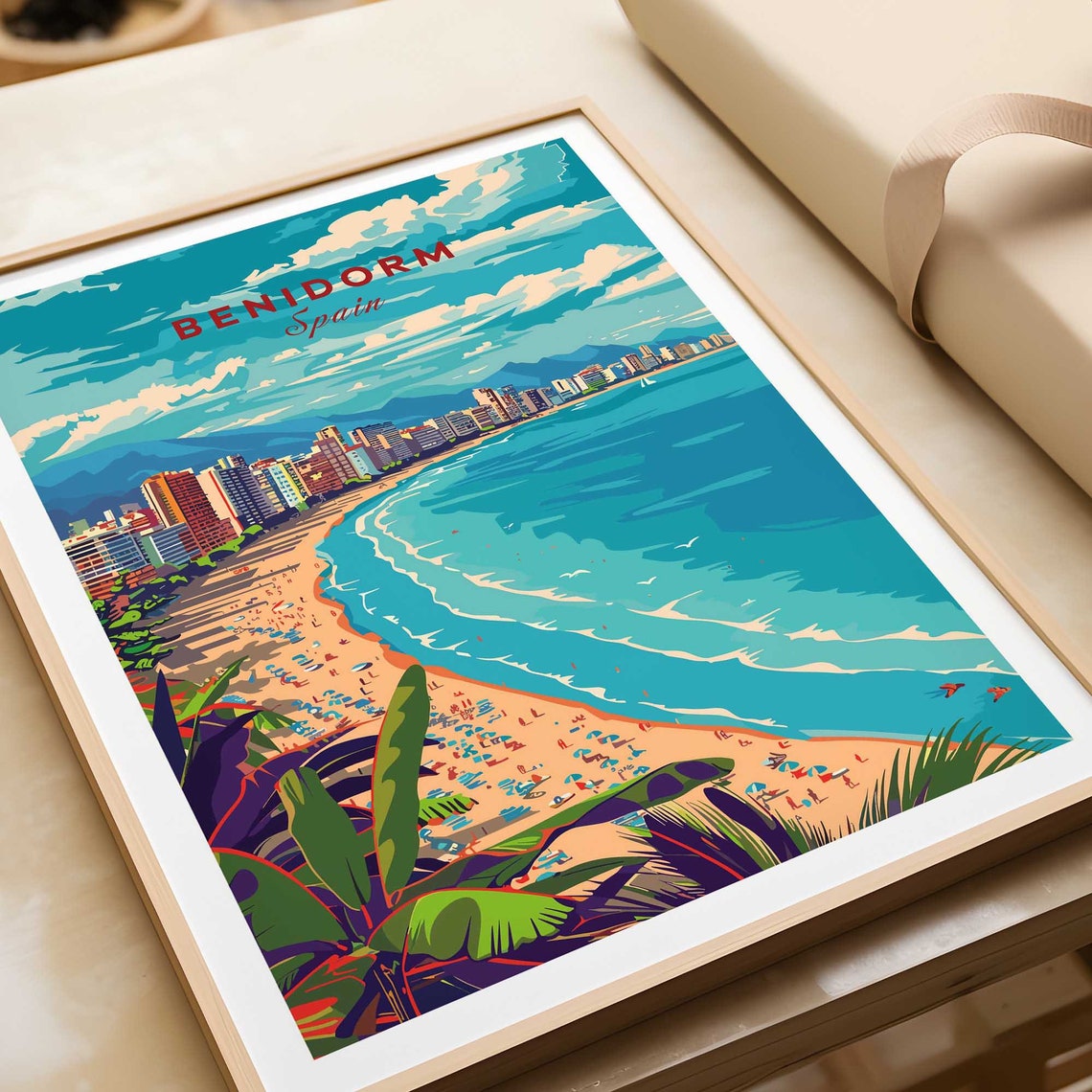 Benidorm Spain Costa Blanca Golden Beach Resort Skyline Travel Poster - Image 4