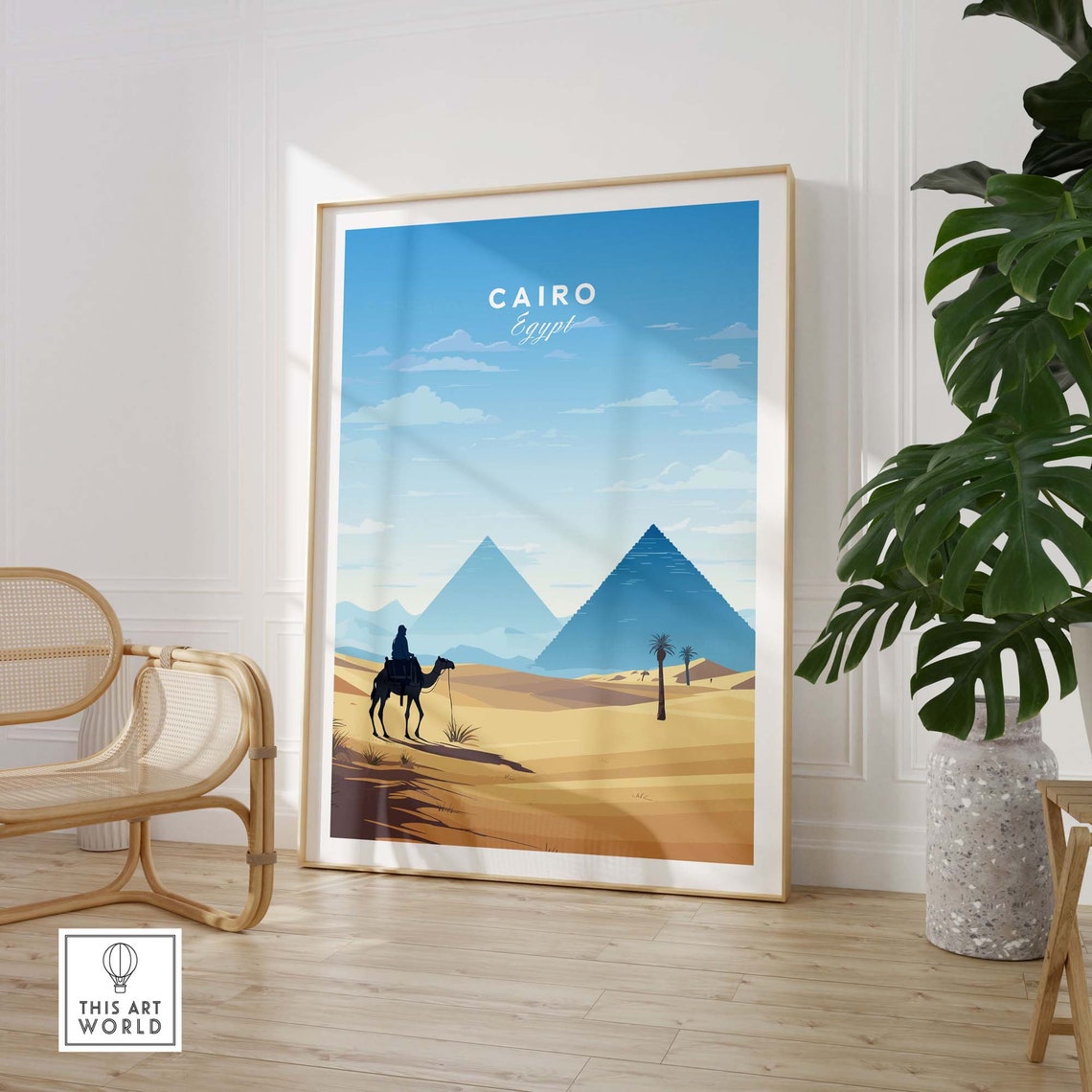 Cairo Egypt Pyramids of Giza Camel Silhouette Desert Dunes Poster - Image 3