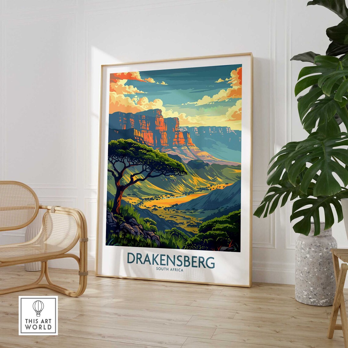 Drakensberg South Africa Mountain Escarpment Vintage Travel Poster - Image 2