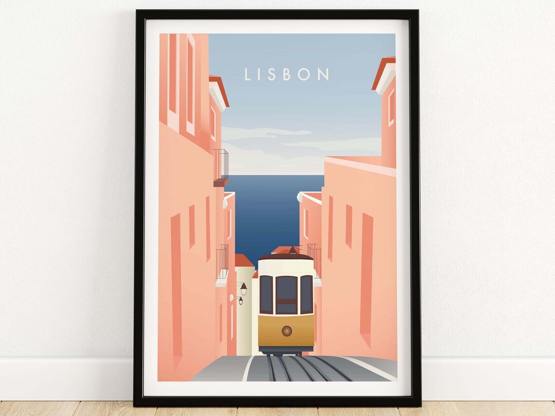 Lisbon Minimalist Travel Poster, Lisboa Skyline