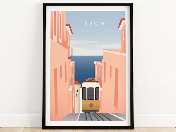 Lisbon Minimalist Travel Poster, Lisboa Skyline