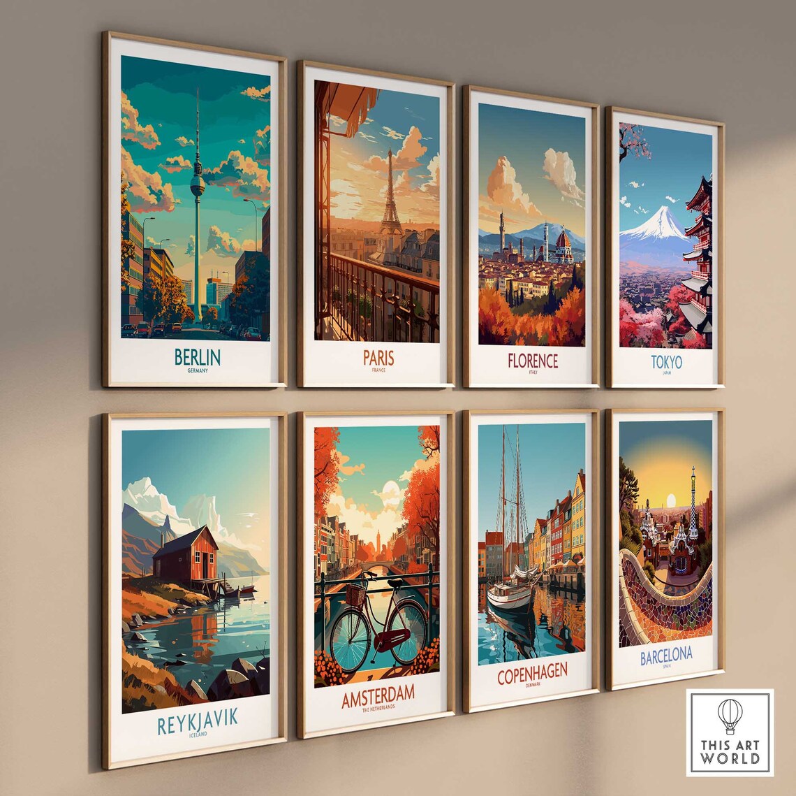 Berlin Germany TV Tower Sunset Cityscape Vintage Travel Art Poster - Image 2