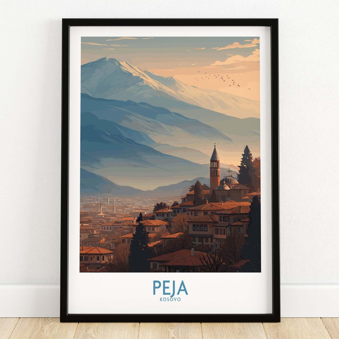 Peja Kosovo Art Print Mountain Town Panorama Framed Or Unframed