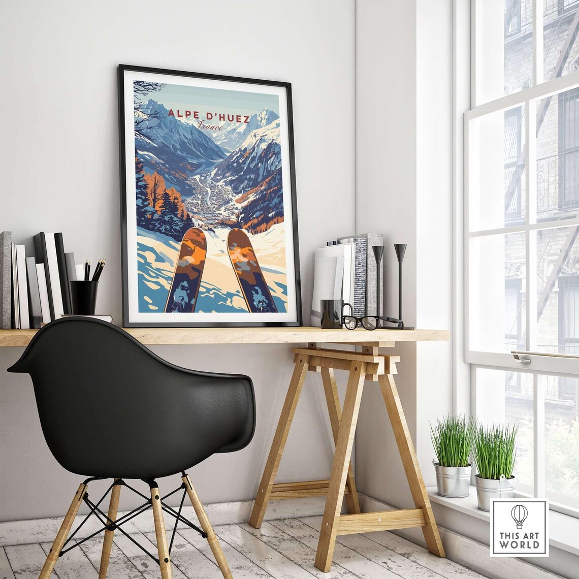 Alpe Dhuez Ski Print, French Mountain Adventure - Image 4