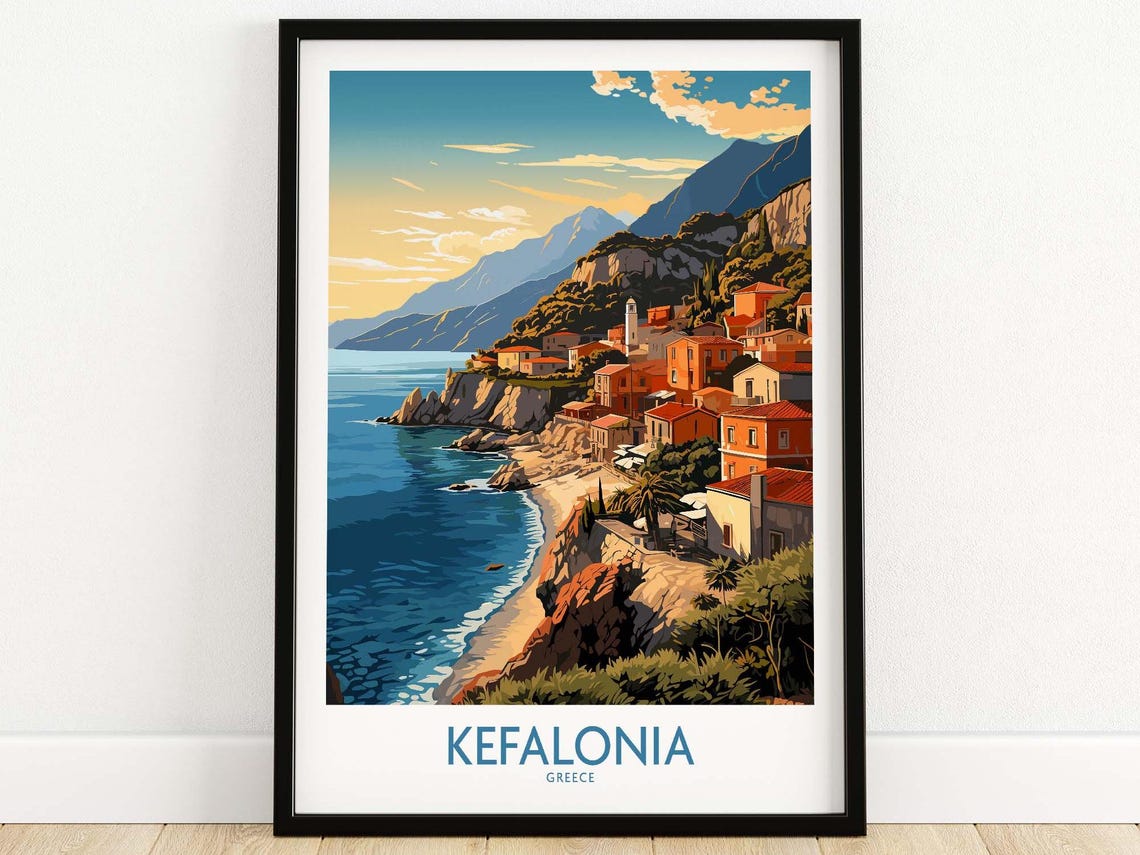 Kefalonia Wall Art Print Travel Poster Home Decor Artwork Gift Illustration For New Lover Set