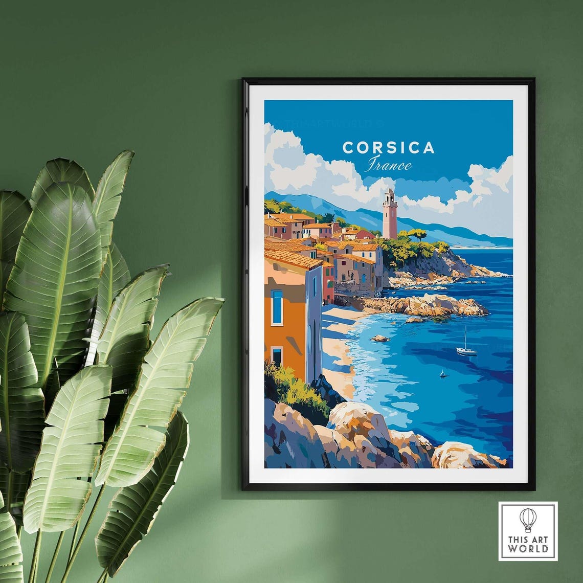 Corsica Wall Art Poster Corsica Travel Print Wall Art France Wall Hanging Home Decor Corsica Art Lover Gift Corsica Birthday Present - Image 2