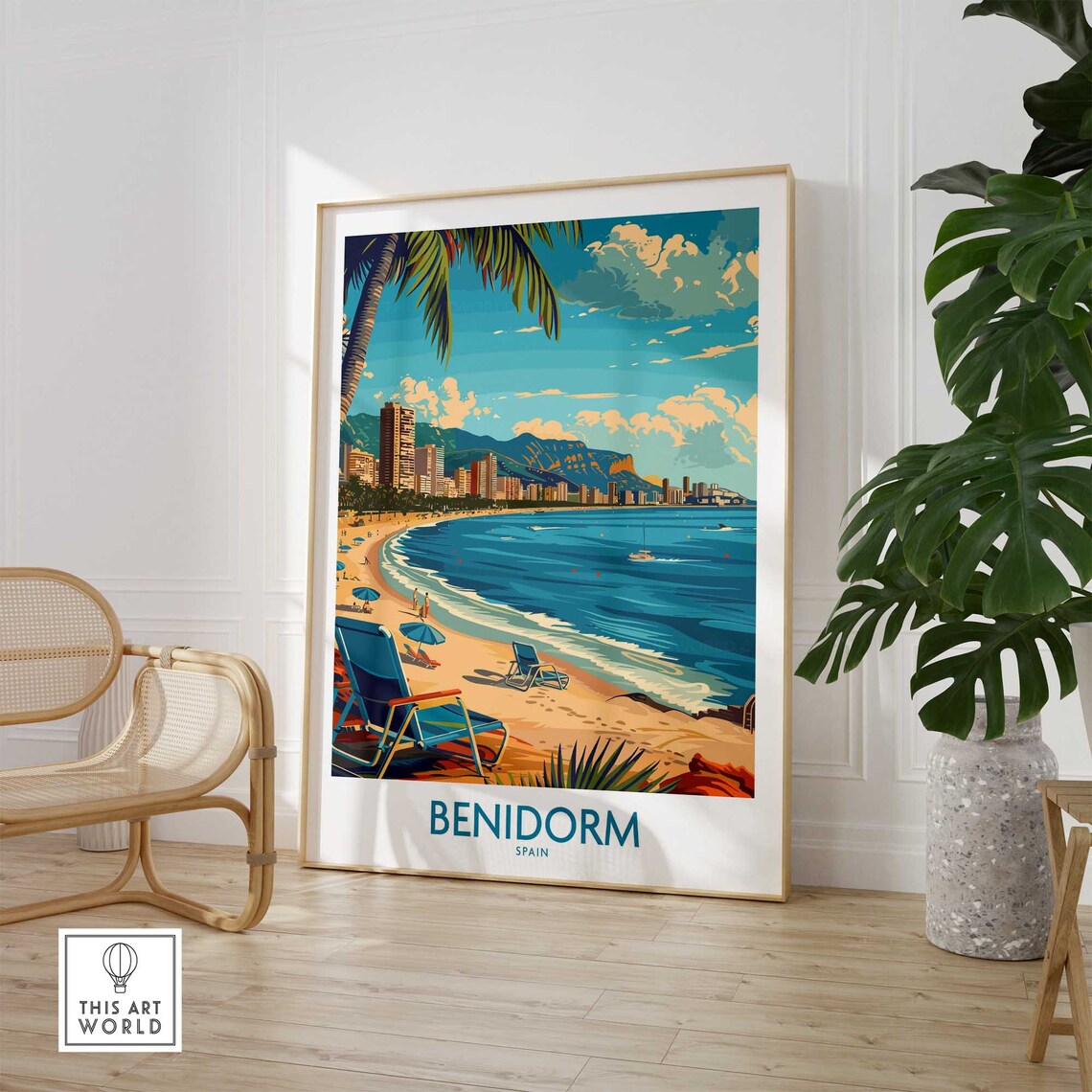 Benidorm Spain Curved Beach High Rise Coastline Summer Poster - Image 2