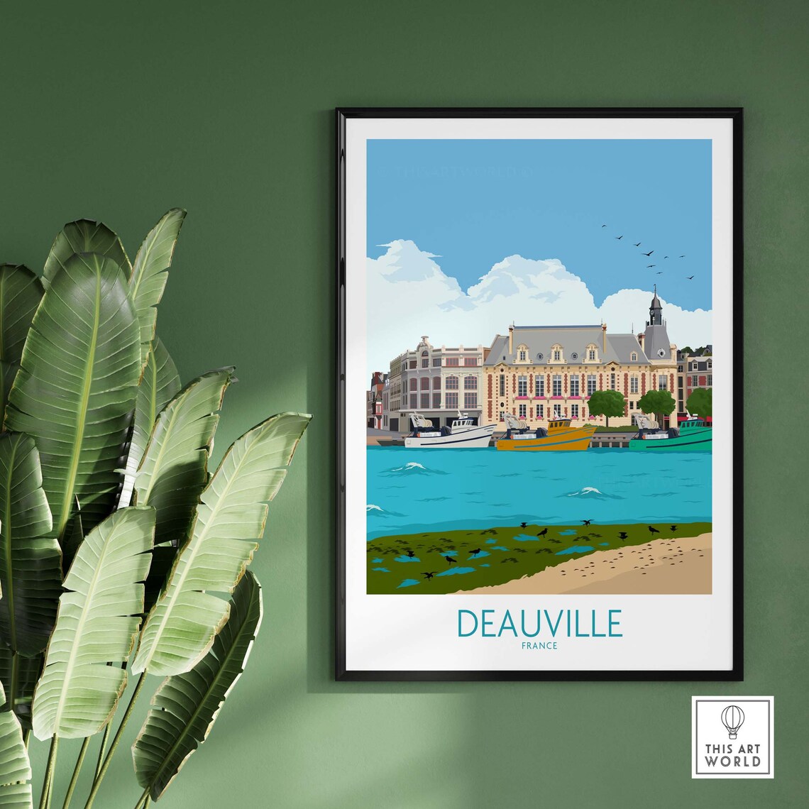 Deauville France Normandy Harbor Boats and Beach Travel Poster - Image 3