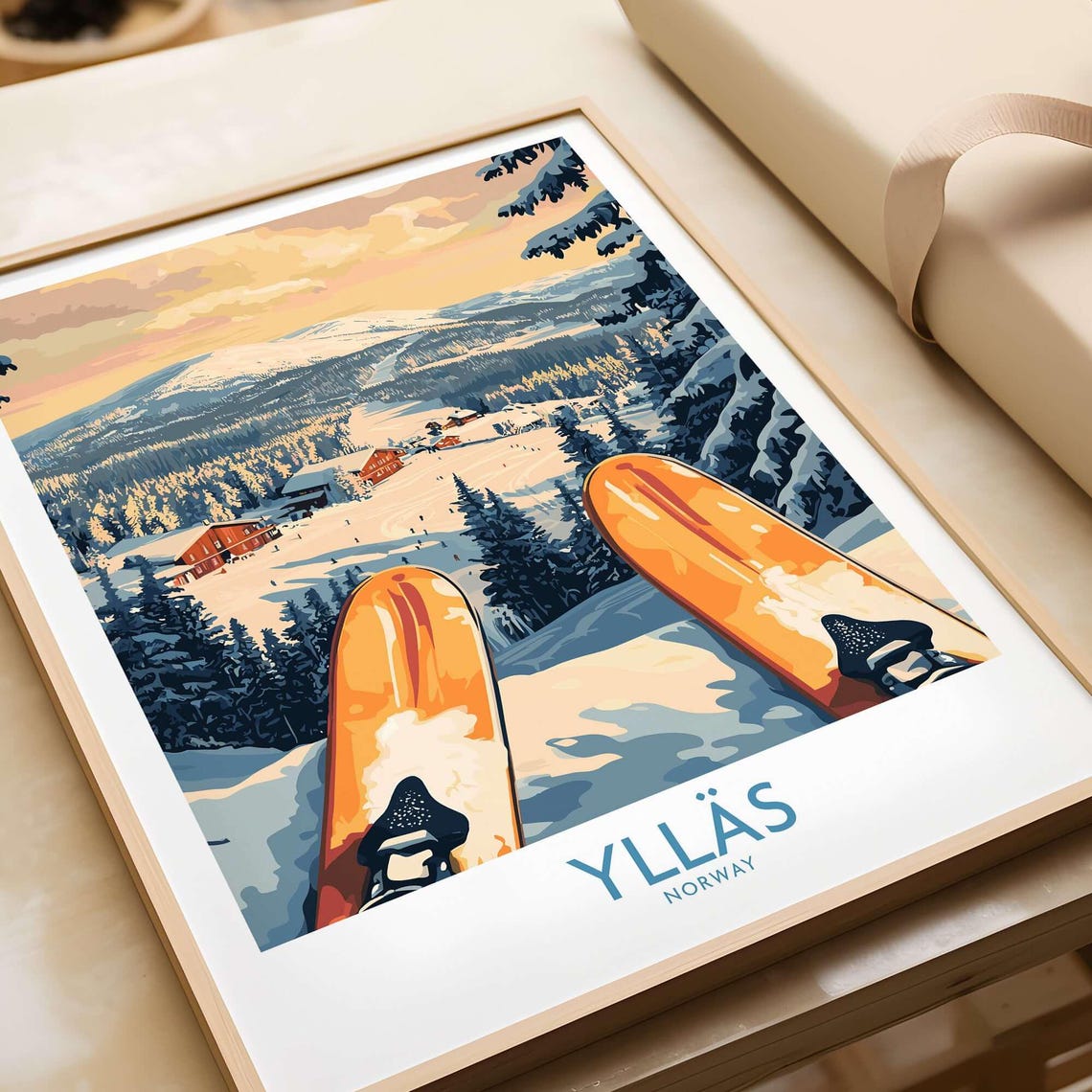 Norway Skiing Snowy Cabin Art Print