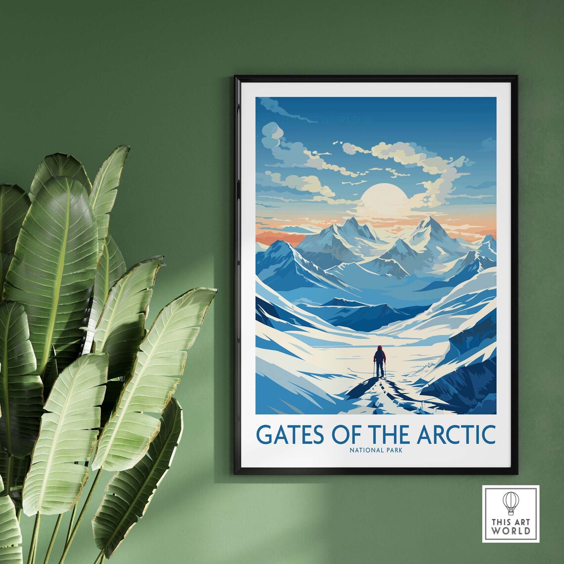 Gates Of The Arctic National Park Snowy Mountain Skier Poster - Image 2