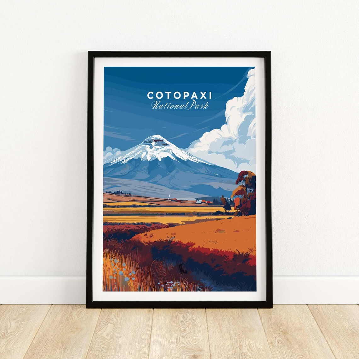 Cotopaxi National Park Snowcapped Volcano Landscape Travel Poster